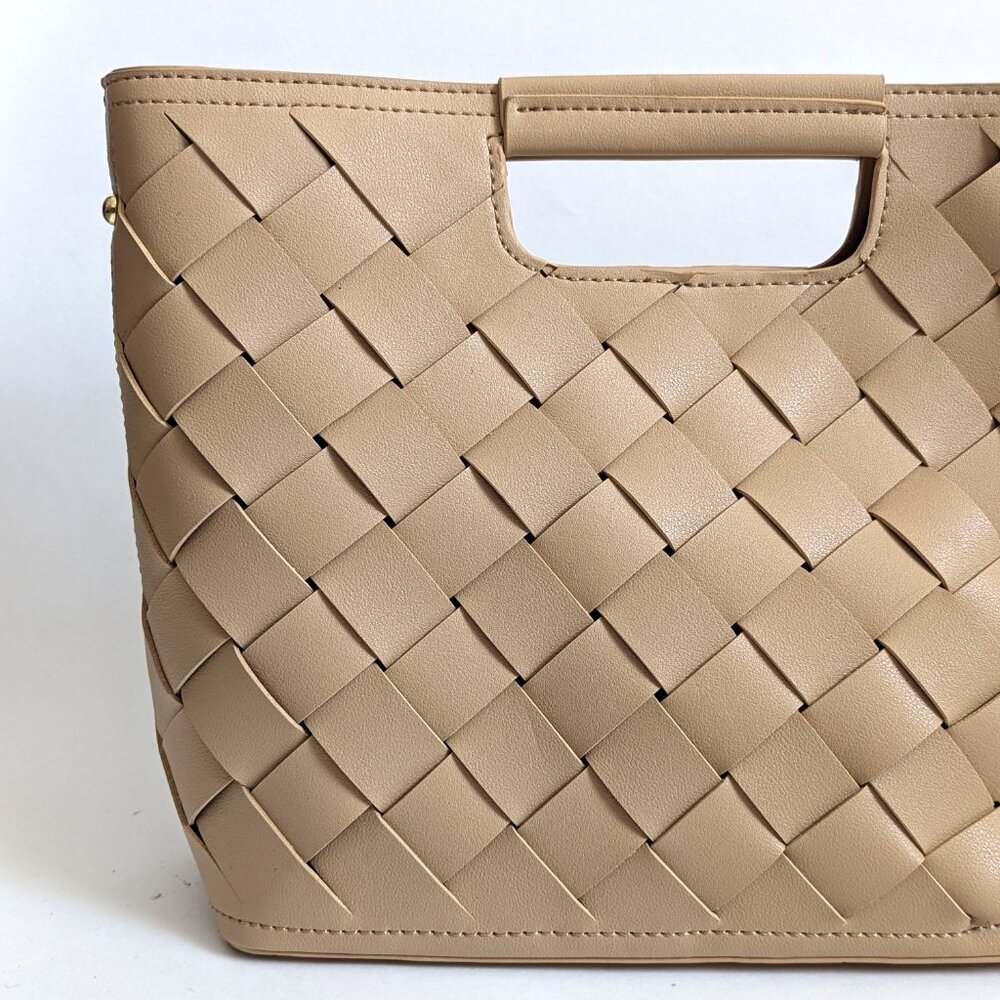 NWT Lulus Dream Weaver Beige Woven Handbag Crossbody Convertible Tote - Picture 4 of 11